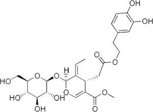 Chemical Structure of Oleuropein, a phenol in high phenolic olive oil.