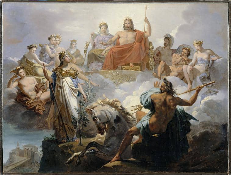 The contest between Athena and Poseidon for Athens La Dispute de Minerve et de Neptune au sujet d'Athènes