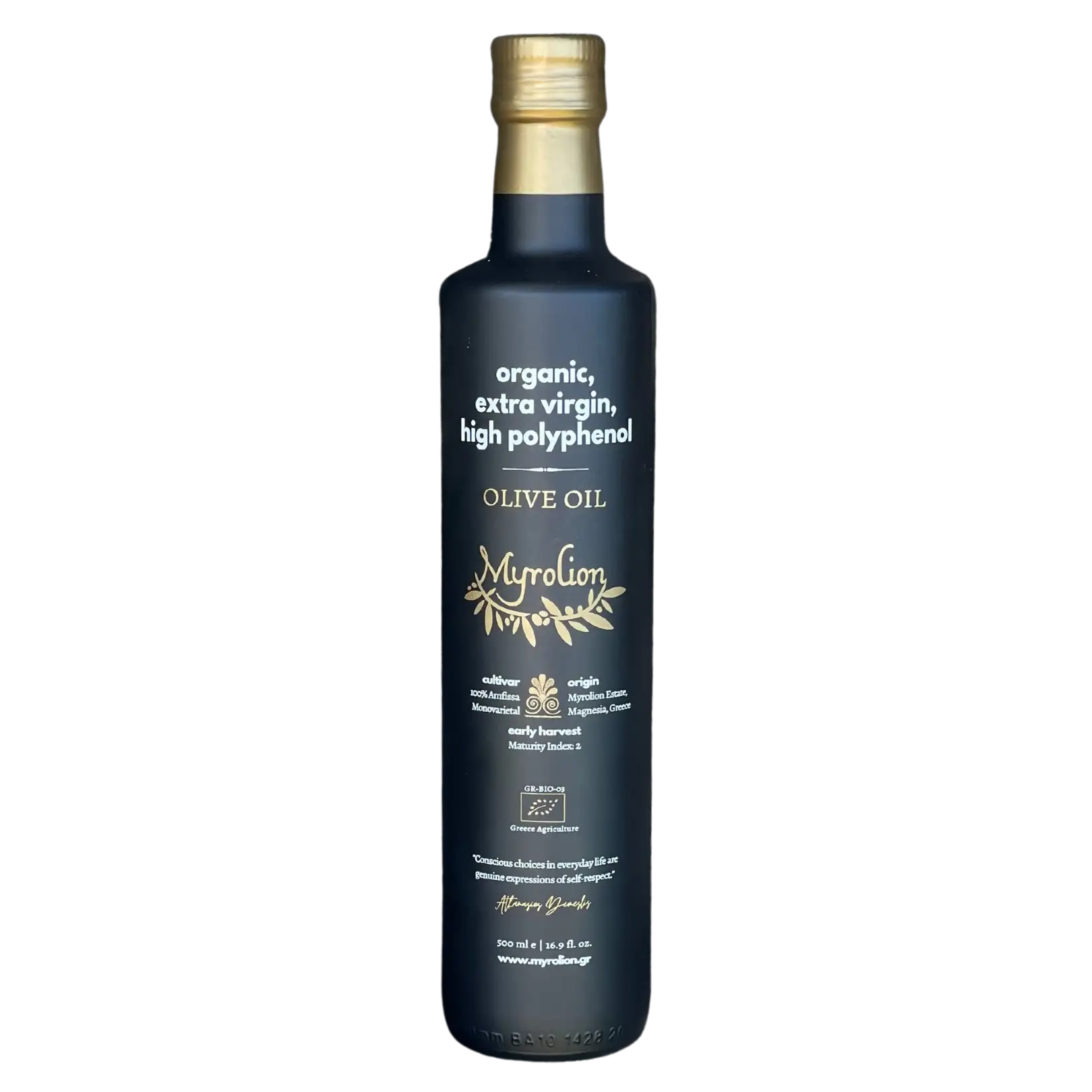 Myrolion Organic Extra Virgin Olive Oil Rich in Polyphenols - 2020-2021 Bottle