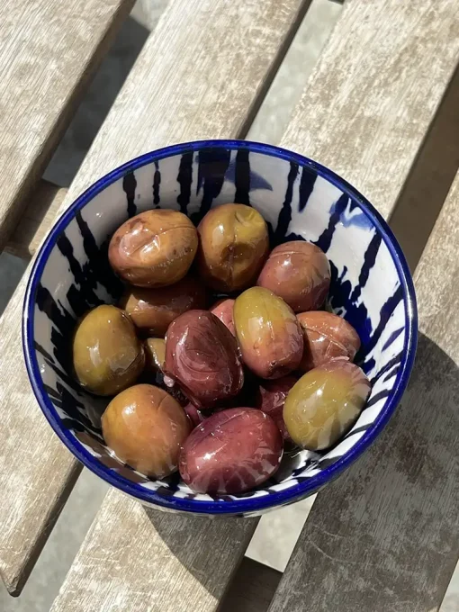 Myrolion Organic Red Olives in Bowl